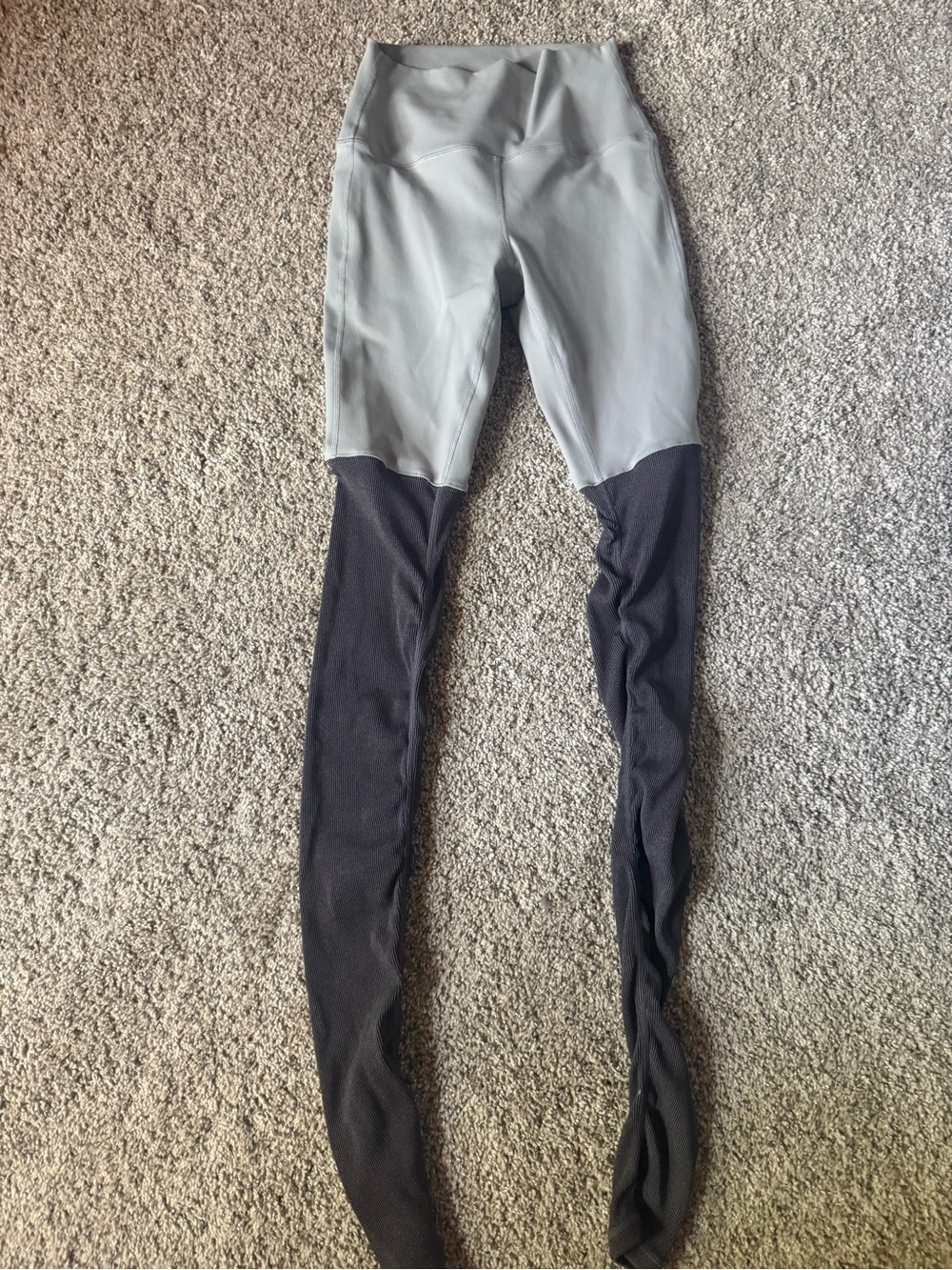 AlO Leggings- XS Light Gray and Charcoal- NWOT